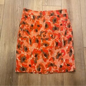 Ann Taylor Women’s Skirt Size 10 Red Floral Lined Zipper Summer Spring Cotton